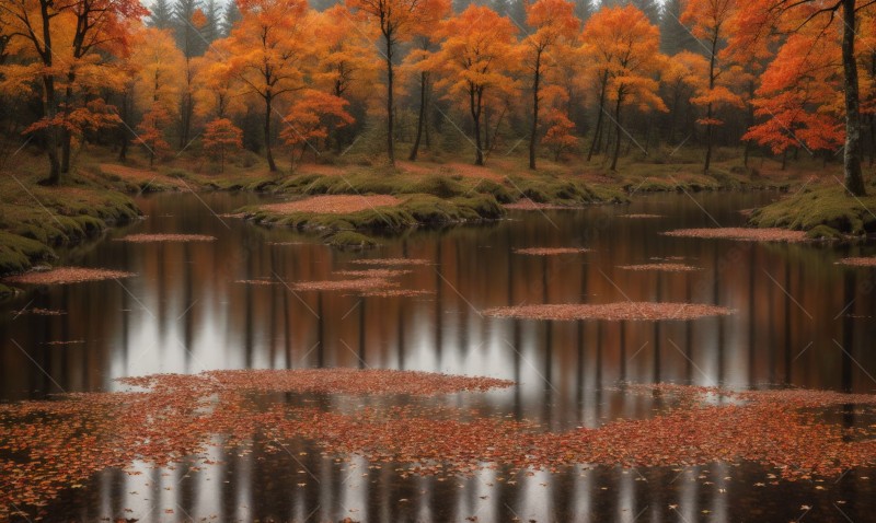 Autumn forest during a rainy day 1