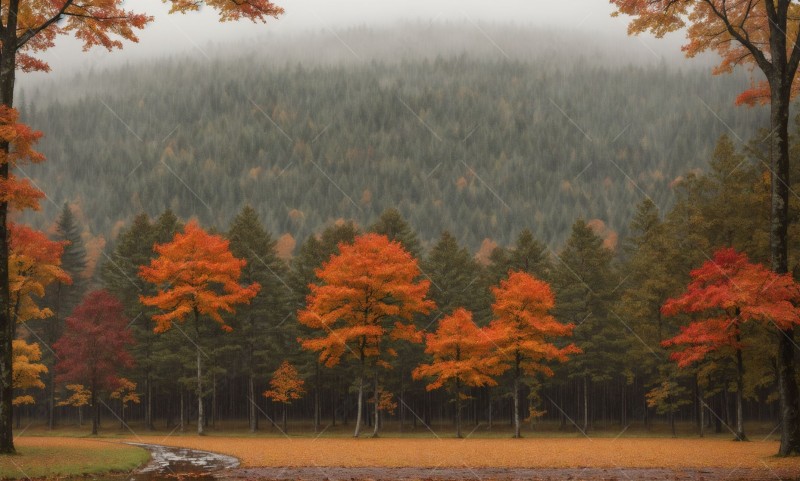 Autumn forest during a rainy day 3