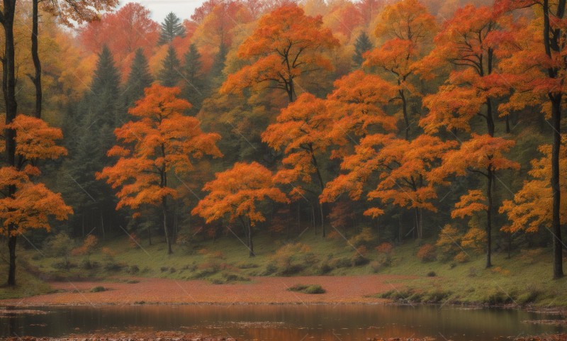 Autumn forest during a rainy day 7