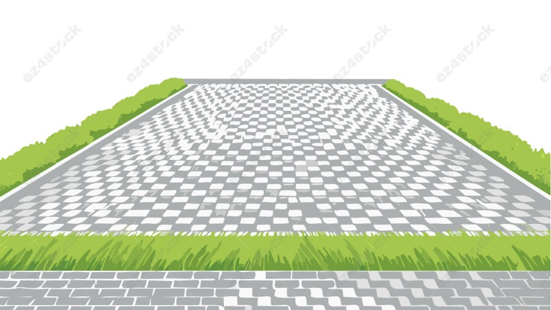 Pattern of stone floor and lawn