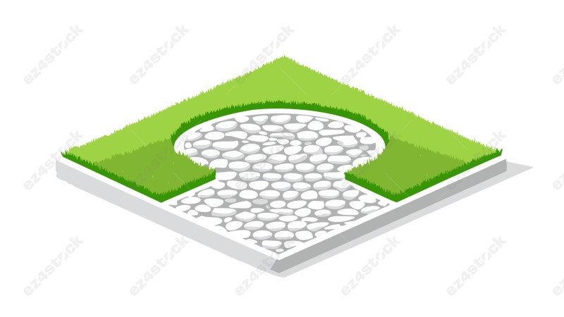 Pattern of stone floor and lawn 2